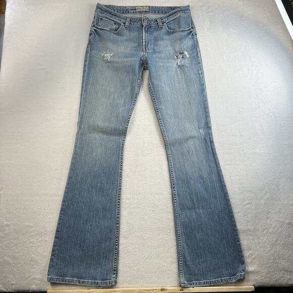 BKE 31 X 33.5 Jeans Long Harmony Stretch Low Rise Bootcut Flare Distressed Blue - Picture 2 of 16